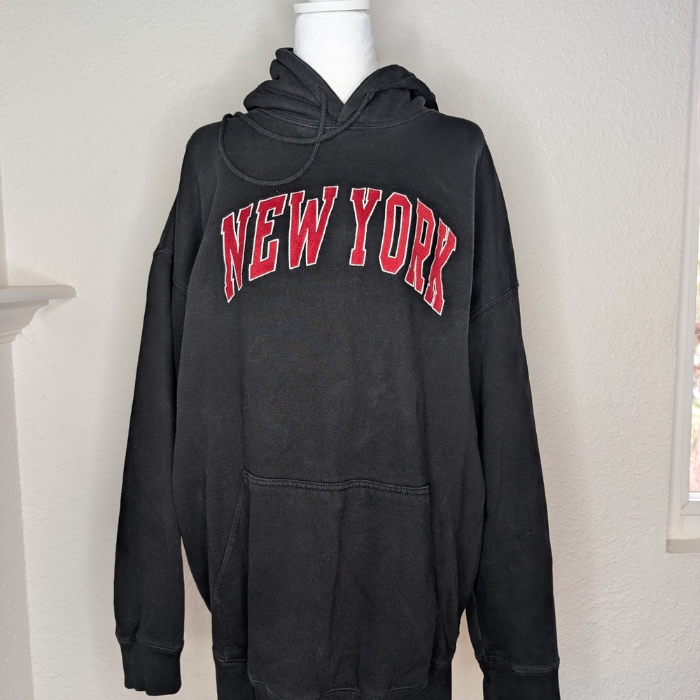 PacSun Black Hoodie with Red New York Print